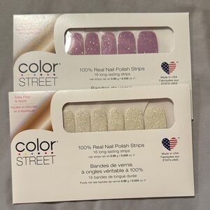 Sealed Color Street Purple and Cream Glitter Nail Strips